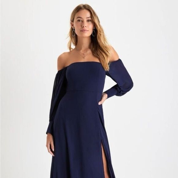 Lulus Feel the Romance Navy Blue Off-the-Shoulder Maxi Dress Size 3X NEW - Picture 5 of 12